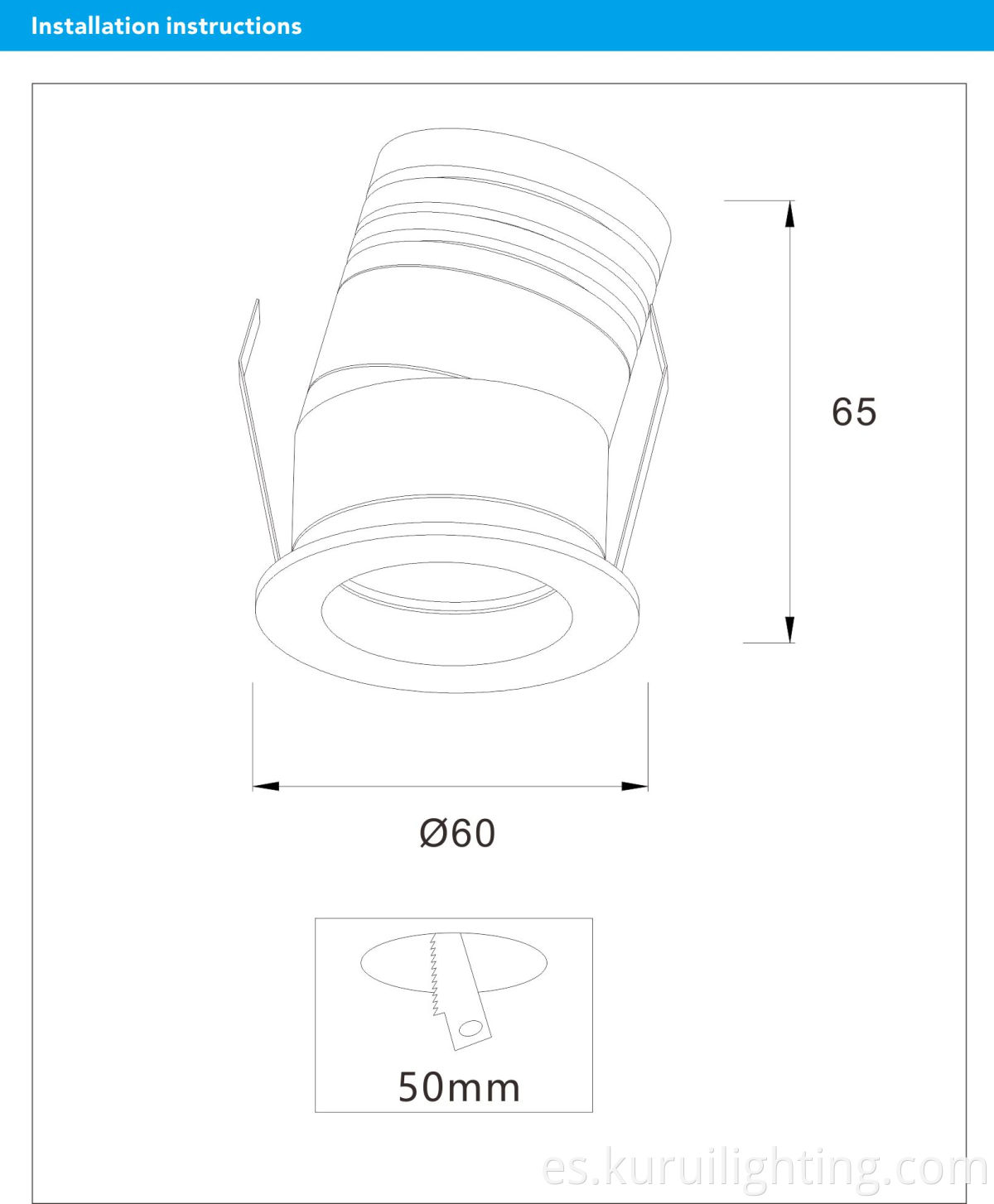 7W Recessed Led Round Cabinet Spotlight Size
